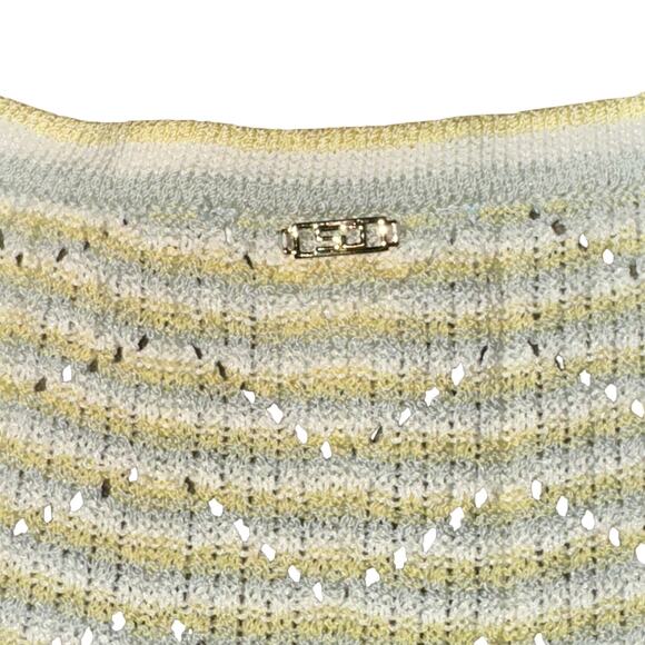 Vtg St John Sport Marie Gray Sweater Vest Women's Size M Blue Yellow Striped - Picture 4 of 6